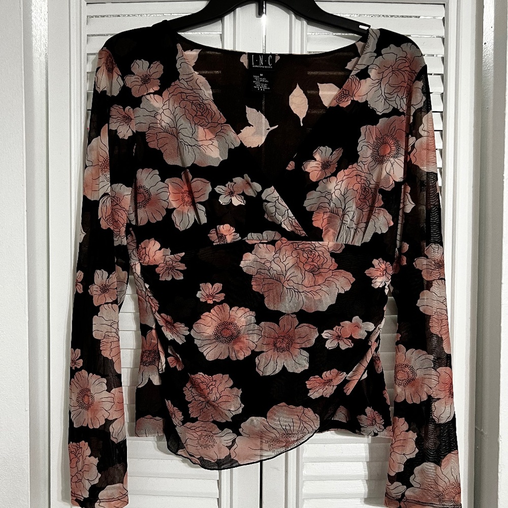 I.N.C Floral V neck Dress shirt